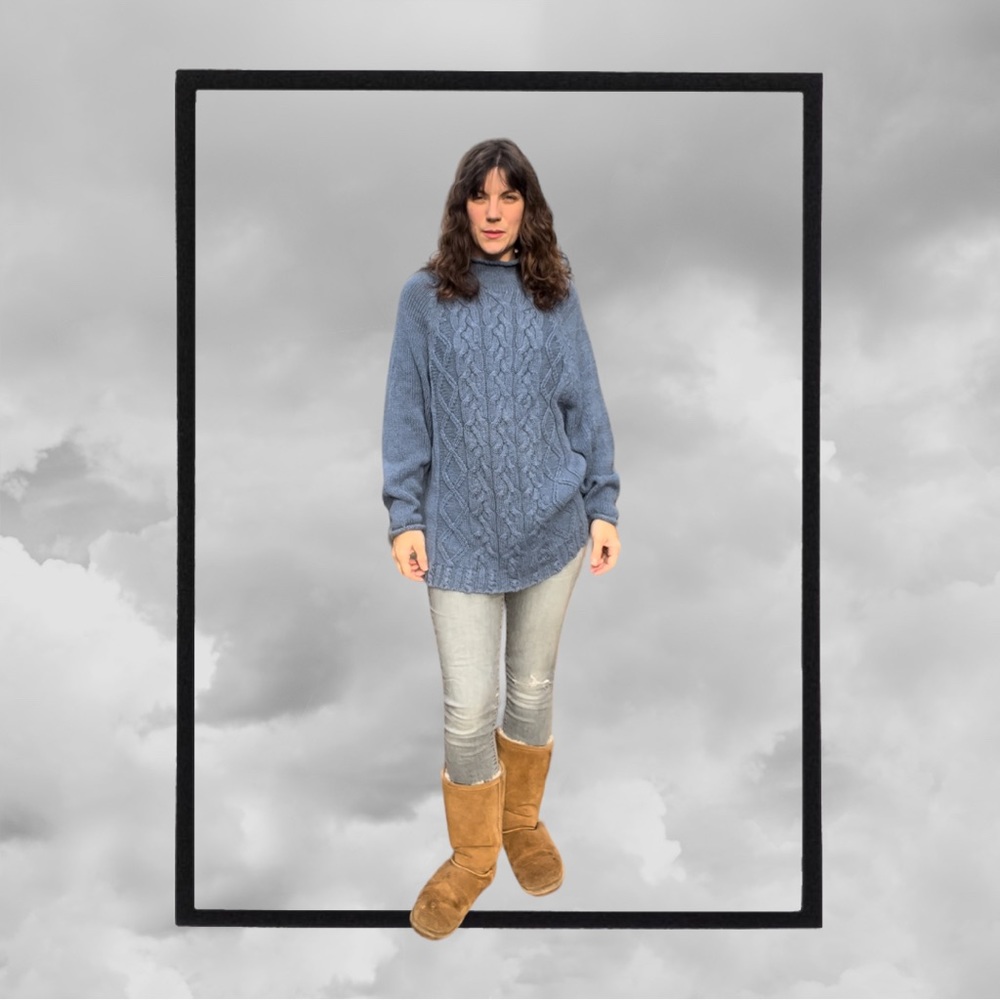 The Limited- Women’s Small Blue Cable Knit long sleeve Cotton Pullover Sweater